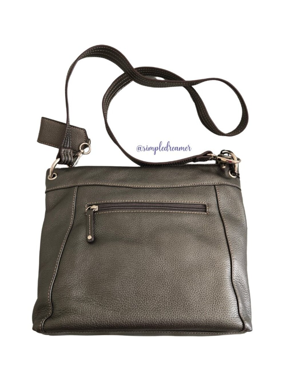 Tignanello Leather Convertible Shoulder Bag Braided Accents NWT (Color: Zinc) - Picture 3 of 8
